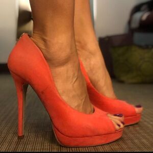 ATTENTION DELEENA SUEDE HIGH HEEL STILETTOS PUMP PEEP TOE SHOE